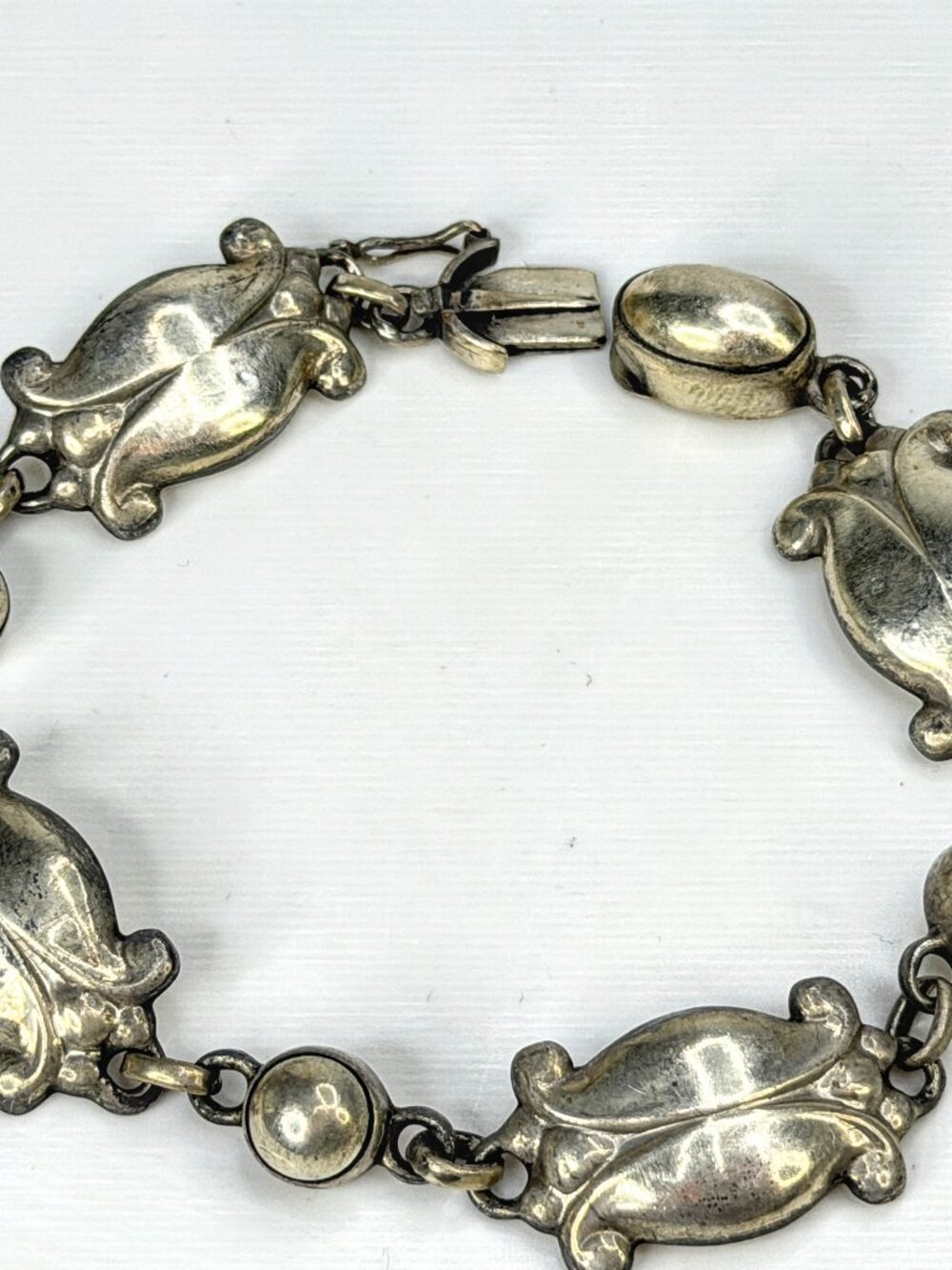 Vintage Georg Jensen No. 11 Moonlight Blossom 830 Silver Bracelet 7.5" JR1972